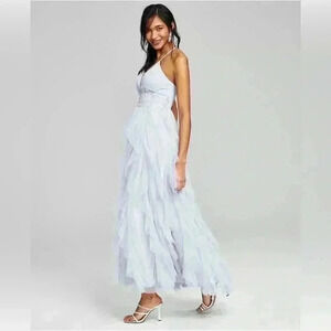 Teeze Me Light Purple/Blue/Silver Prom Dress Size 15/16 Adjustable Lace Sequin